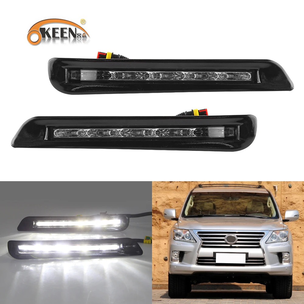 OKEEN 2pcs Car LED Daytime Running Light for Lexus LX570 2011 Day Light White Fog Lamp Waterproof 12V DRL