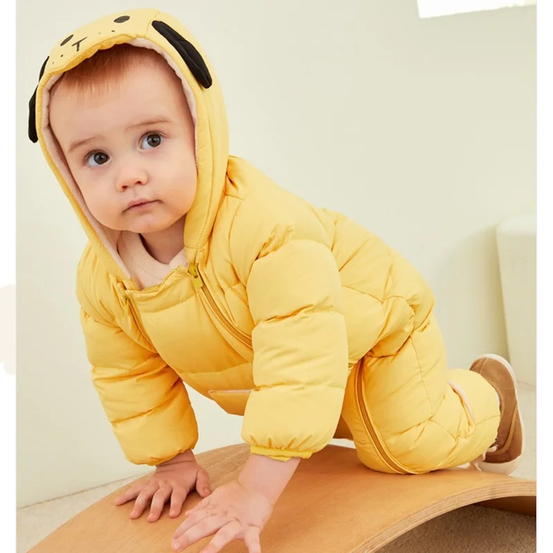 Winter Baby Down Clothing Newborn Boy Girl Warm Rompers Hooded Jumpsuit Waterproof Snowsuit Plus Velvet Outerwear Coat Clothes