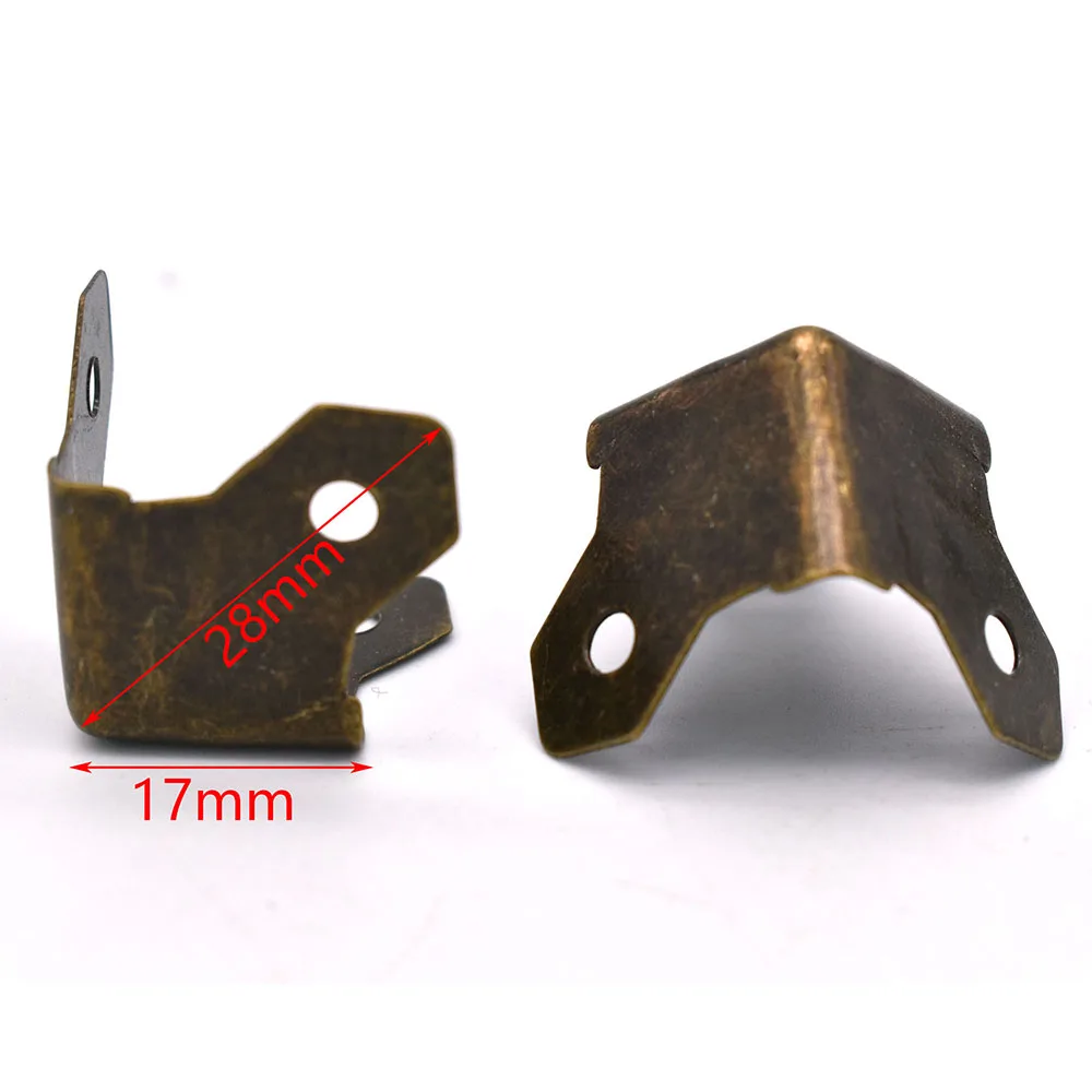 Bronze Vintage Box Corner Protector Triangle Metal Box Decorative Edge Safety Guard for Table Suitcase Cabinet Trunk - 24pcs