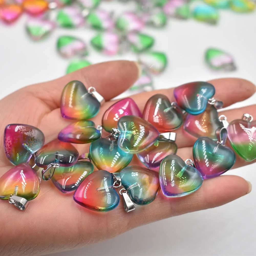 Modische, schöne Glaskristall-Anhänger in Herzform, 20 mm, für DIY-Schmuckherstellung, 50 Stück/Los, Großhandel, kostenloser Versand – Detail 7