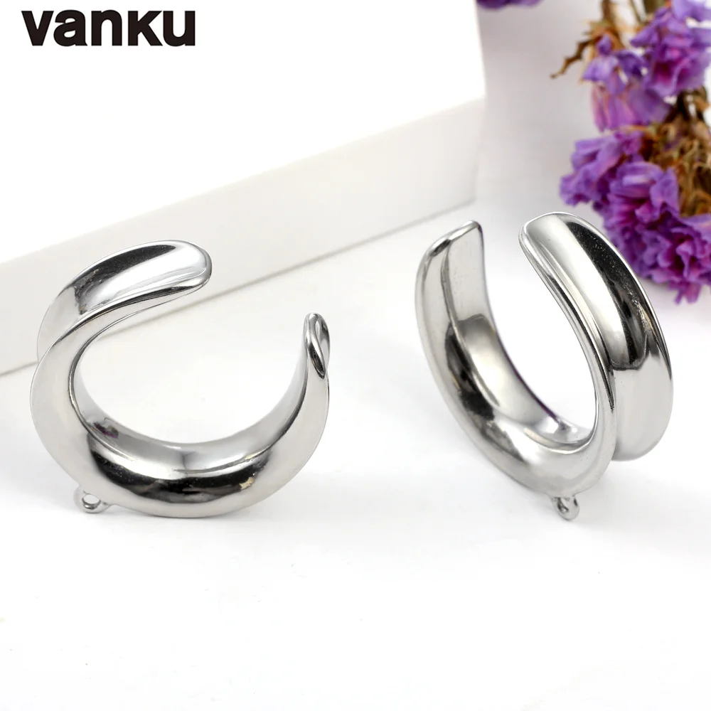 Vanku 2 Stuks Eenvoudige 316Lstainless Staal Oor Piercing Brancard Plug Mode Tunnels Voor Bungelt Diy Oor Meters Zadel Tunnels