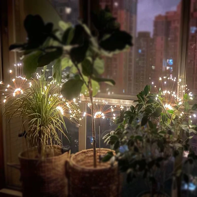 

Party Decor Solar Luminous Fireworks Light Wedding Christmas Garden Decoration Dandelion Lamp For Outdoor Indoor