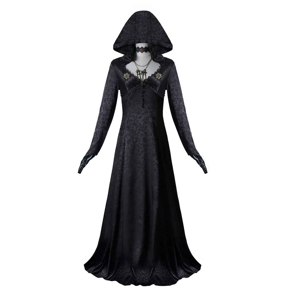 Game Village Bela Dimitrescu Costume Black Bela Cosplay Dresses Set Vampire Madam\'s Daugther Biohazard Village Cos Outfits