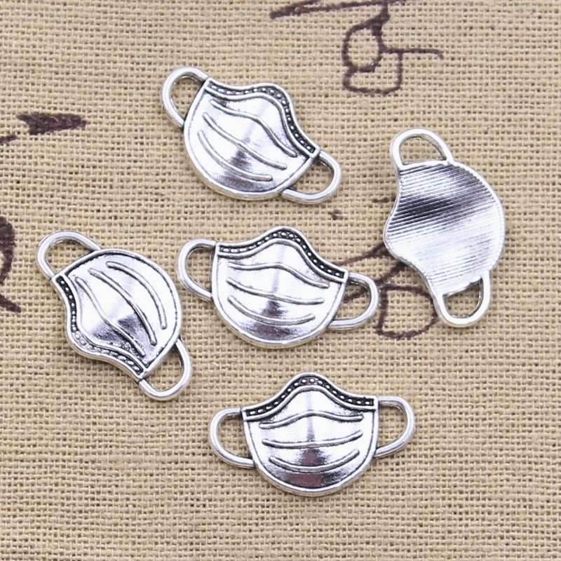 15pcs Charms Doctor Face Mask 13x23mm Antique Silver Color Pendants Making DIY Handmade Tibetan Finding Jewelry