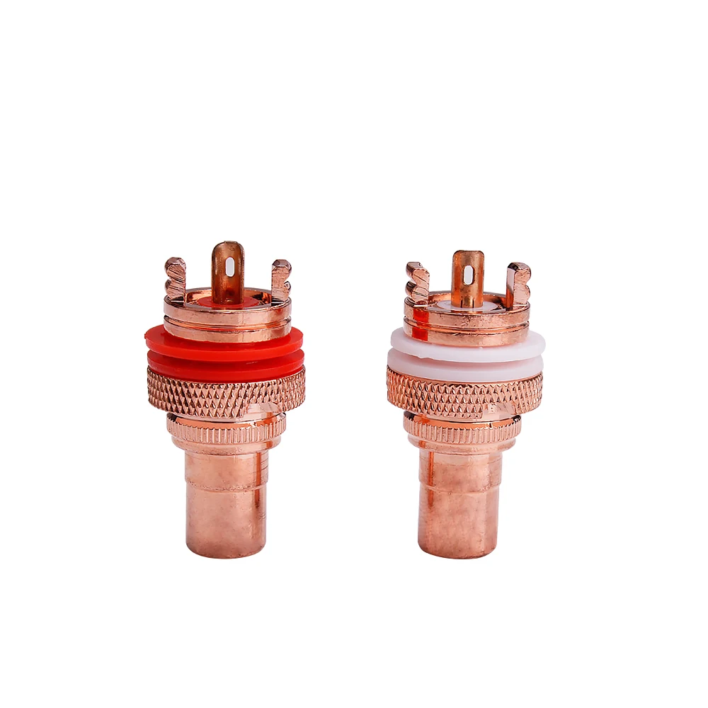 YYAUDIO DIY Set of 4 Quality Rca Plug red copper plated RCA Plug Socket Connectors YY-816-U for CD Player Free Shipping