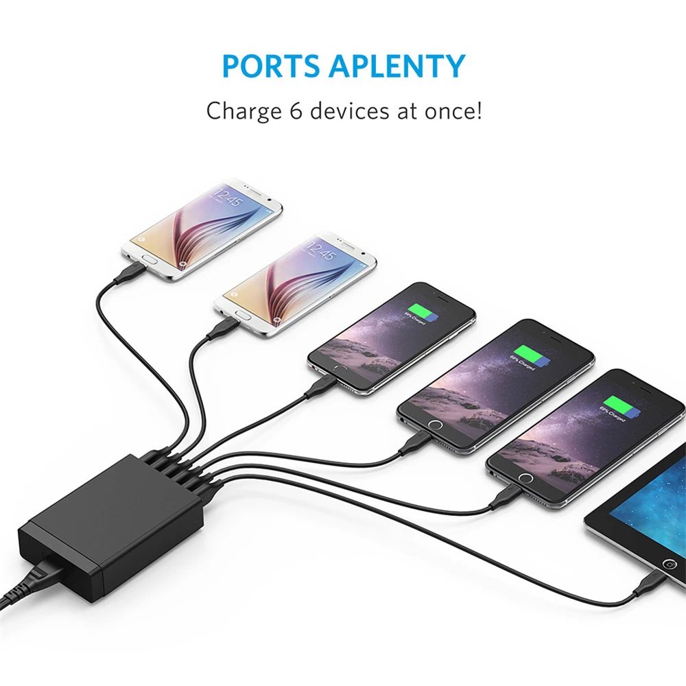 60W 10 Ports 40W 5 USB Ports Quick Charge Charger Station Dock with Cable for iPhone iPad Samsung PC Kindle Multi USB Charger