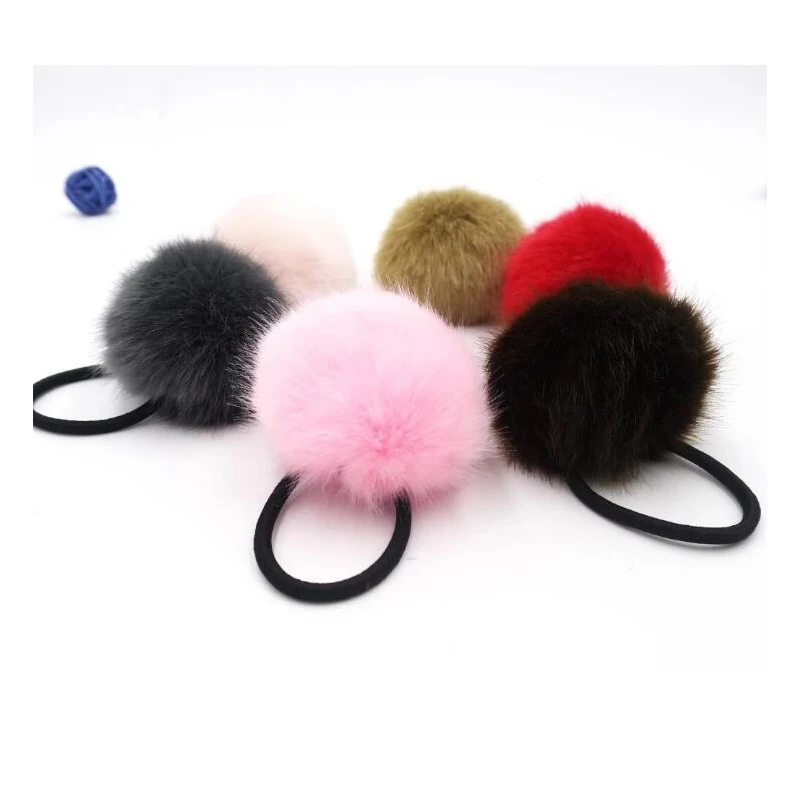 10pcs/ 6cm Soft Furry Hair Ties Ball Rope  Women Girls Pompon Hair Holder Band Ring  Hair Holder Hair Accesories