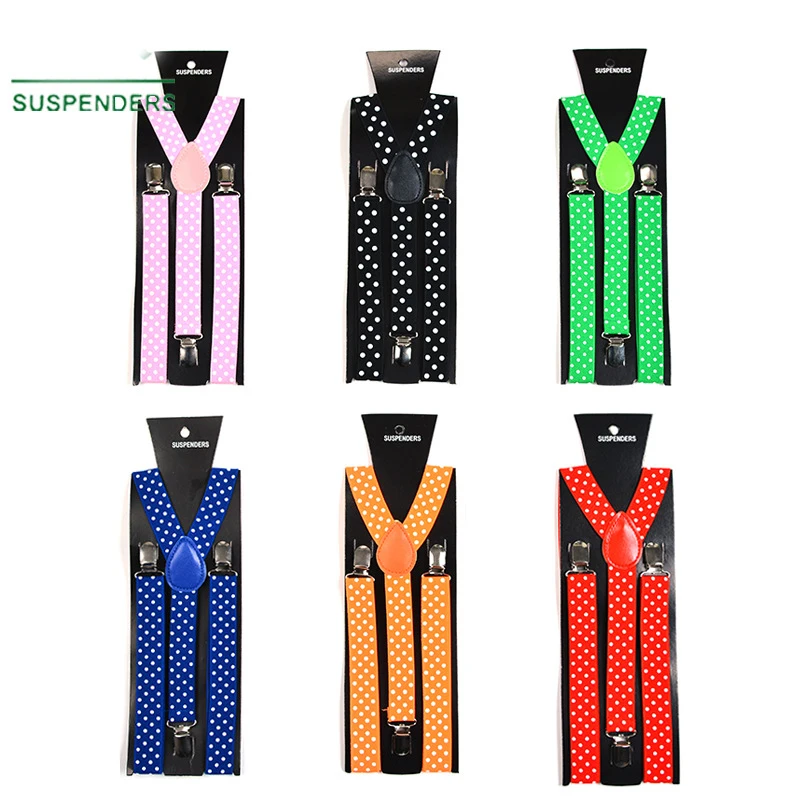 YSMILE Y Fashion Solid Dots 3 Clips Suspenders High Elastic Adjust Comfortable Braces Male Female Wedding Clothes Accessories