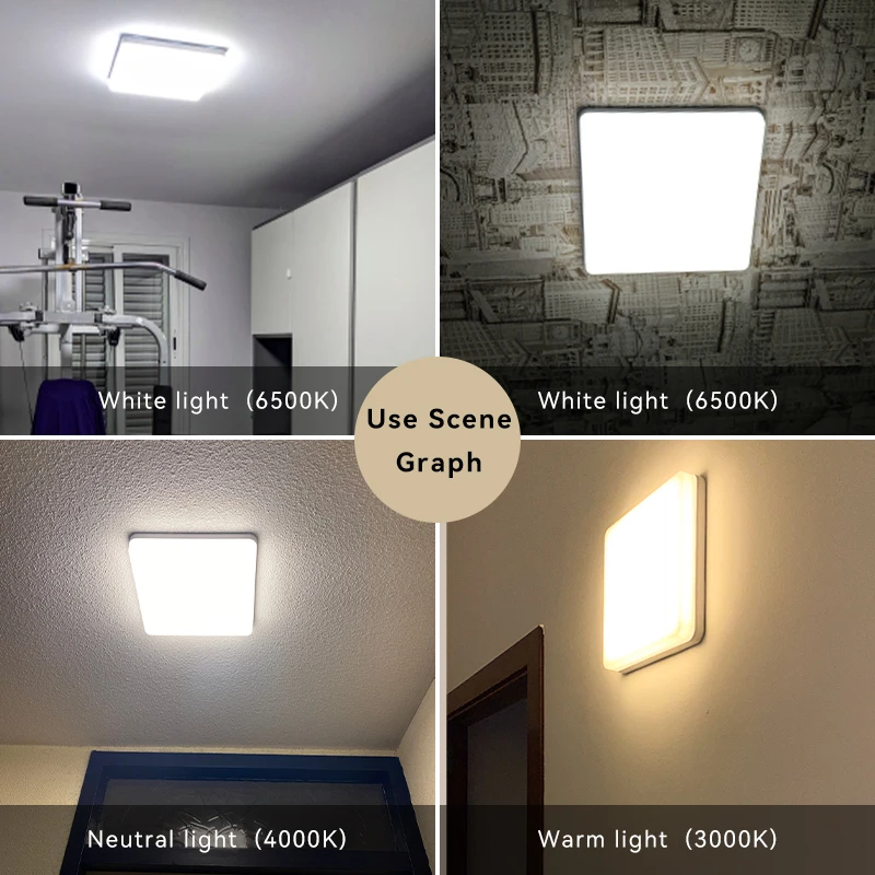 LED Panel Light Indoor Home Ceiling Light Round & Square Room Light 220V Bedroom Kitchen Living Room Modern Ceiling Lamp Fixture