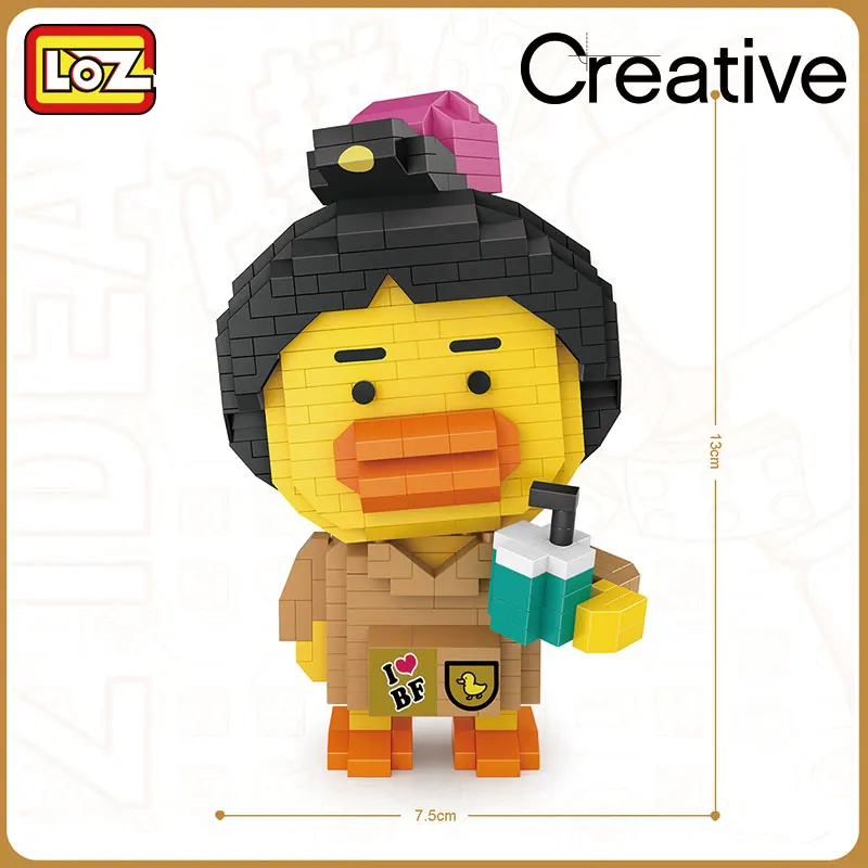 LOZ building blocks drink milk tea duck travel duck Bfamily animation cartoon micro diamond small particle assembly toy