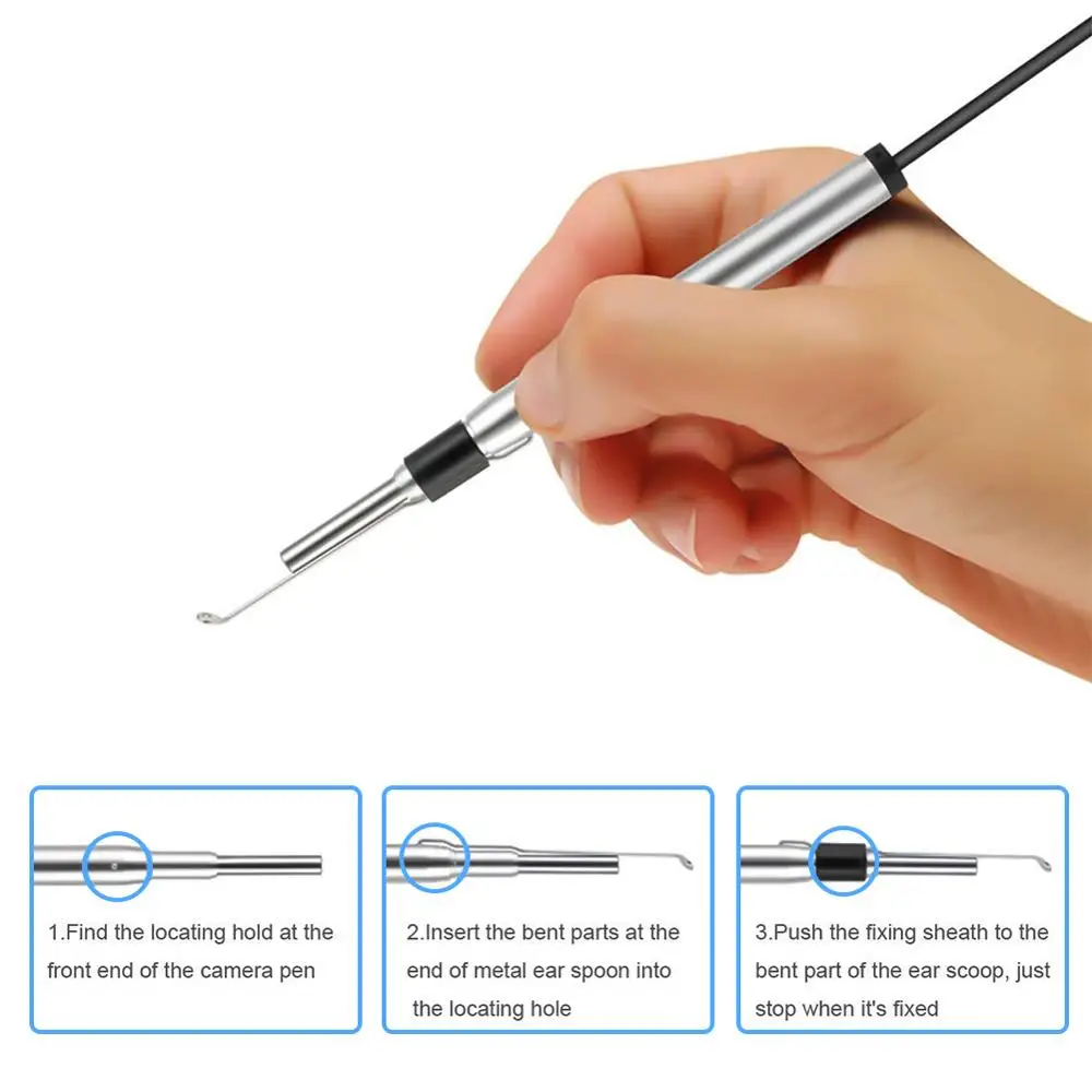 3.9mm Otoscope Ear Inspection Camera Video 3 in 1 USB Visual Ear Cleaning Endoscope 720P Medical Camera for Android Phone PC