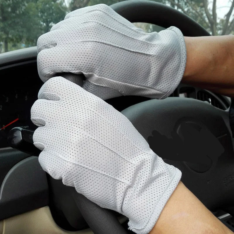 Men Summer Sports Fitness Non-slip Cycling Sunscreen Short Sun Mittens Thin Cotton Breathable Touch Screen Driving Gloves L20