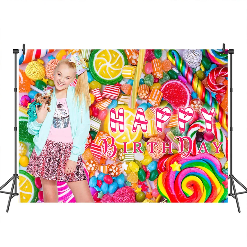 

Mocsicka Happy Birthday Photographic Backdrops Candy World Customized Photographic Backdrops for Photo Studio