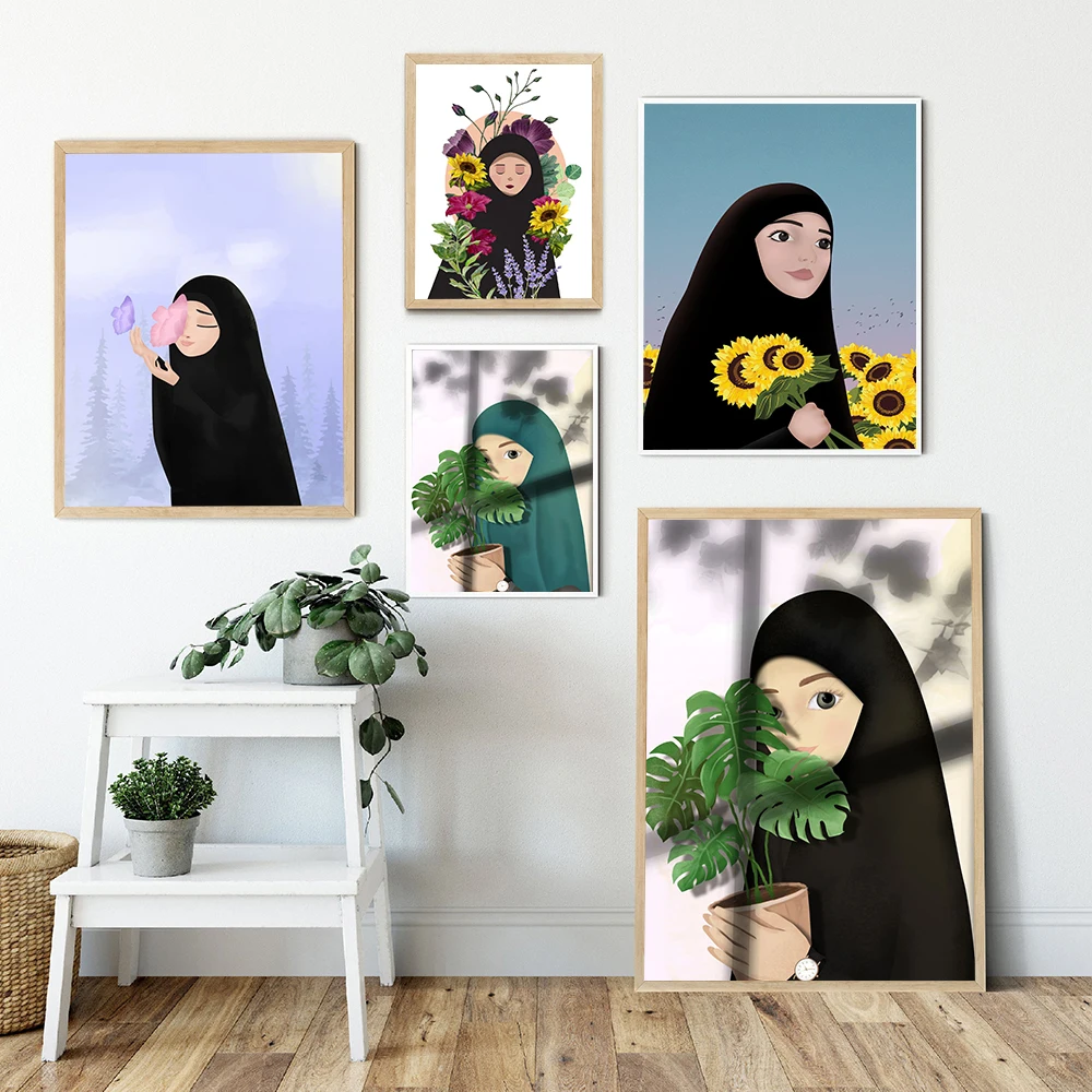 خمر مجردة فتاة عقد الزهور النساء الرسم على لوحات القماش الجدارية موضة الشمال ملصق جدار صور لغرفة المعيشة غير المؤطرة