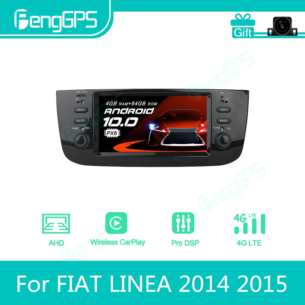 For Fiat Linea Punto Evo 2009 - 2015 Android Car Radio Stereo Multimedia Player 2 Din Autoradio GPS Navigation PX6 Unit Screen