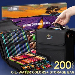 Crayons de Couleur avec Sac pour Artiste Professionnel, Peinture à l'Huile, pour Dessin, Croquis, Fournitures Scolaires, 200/150/120/72/48/24