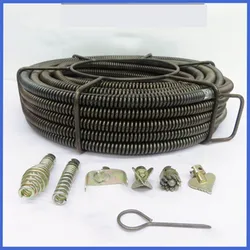 15M Length Household Drain Pipe Dredger Extension Spring Set Sewer Dredger Compression Spring With Connector For 10-100MM Pipe