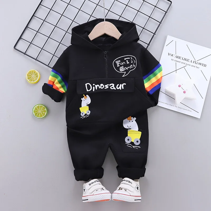 Felpa da bambino in cotone dinosauro felpa sportiva felpe con cappuccio Set di abbigliamento tuta per bambini tuta per bambini primavera autunno