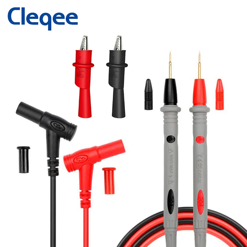 Cleqee-multímetro P1502B, pluma de sonda, 4mm, enchufe Banana, prueba de plomo, agujas afiladas con pinzas de cocodrilo, Cable de 1M, 1000V/20A