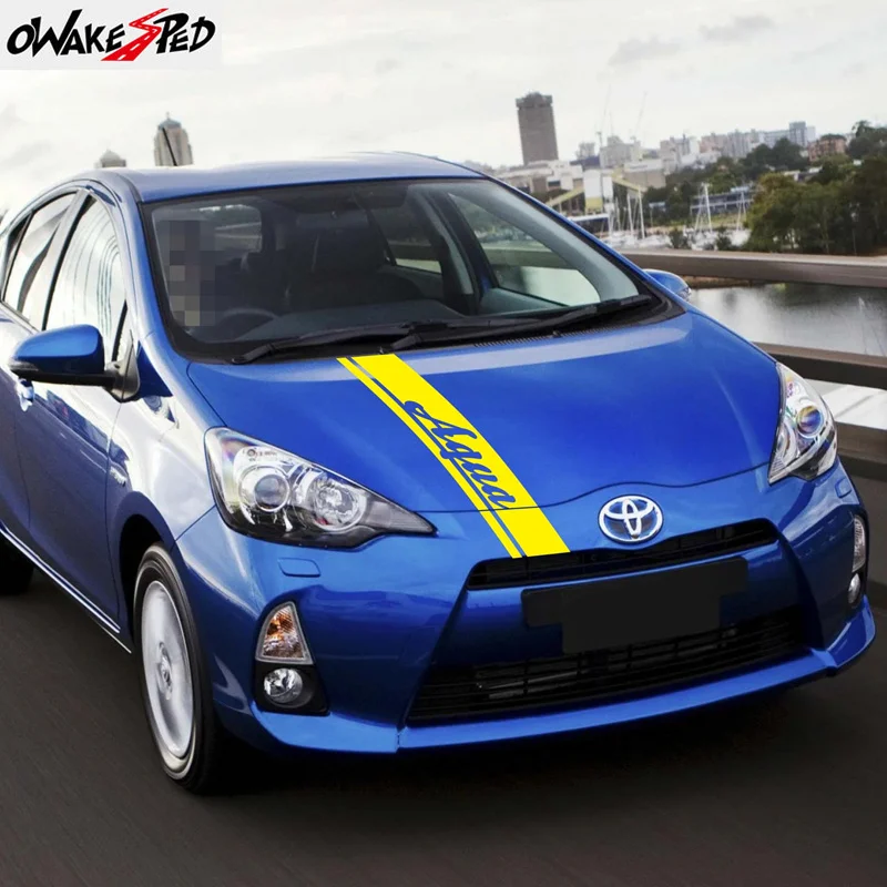 Car Body Door Side Skirt Stripes Decor Sticker For Toyota Aqua Racing Sport Styling Auto Bonnet Engine Cover Vinyl Decals