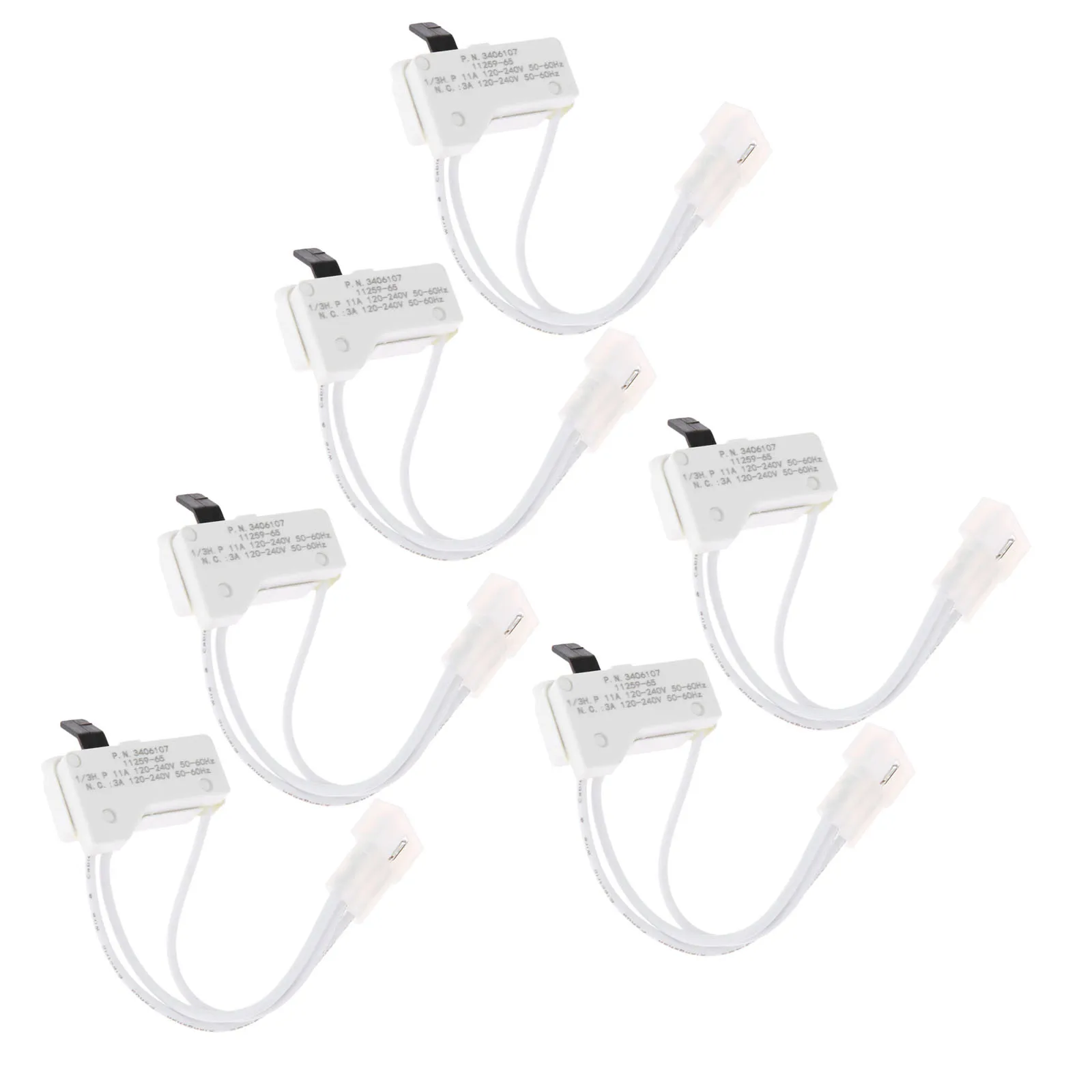 6Pcs 3406107 Dryer Door Switch for Whirlpool Kirkland Kenmore 3406105 AP3132865 3405100 3405101 3406100 3406101