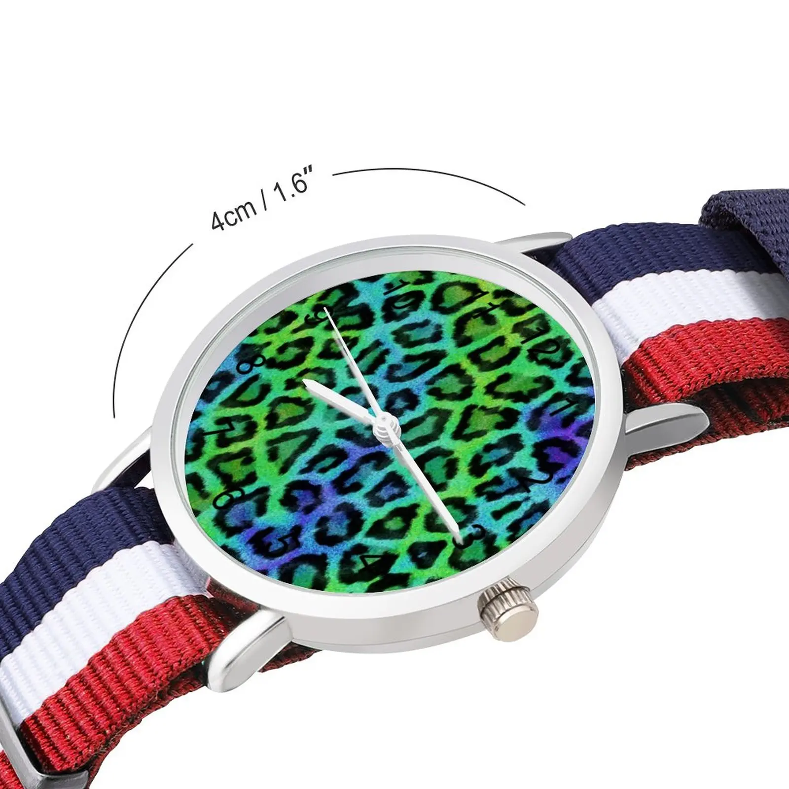 Blue Green Leopard Animal Quartz Watch Print Sports Photo Wrist Watch Ladies Silent Affordable Wristwatch