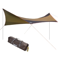 Desert&Fox Large Tent Tarp Outdoor Sun Shelter Attached Pole 5.5x5.6m Camping Canopy 5-8 Person Waterproof Beach Sun Shade