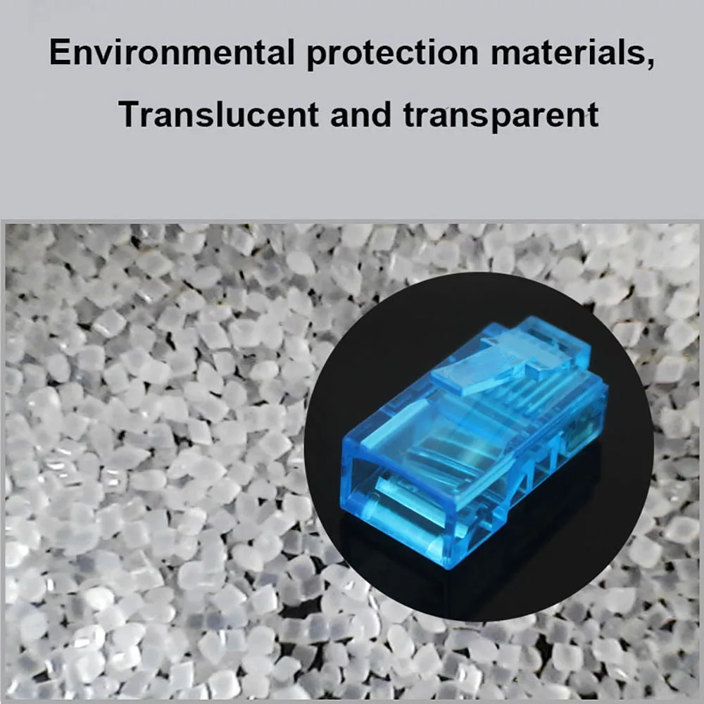 OULLX 6U RJ45 Ethernet Vergulde Cat5e Jack UTP Module Plug Network Connector RJ-45 Crystal Heads Cat5 Multicolor Kabel