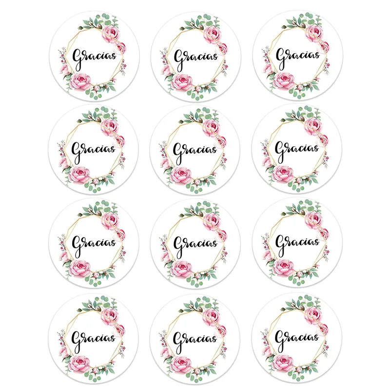 4.5cm Gracias Spanish Thank You labels Stickers Cute Scrapbook Stationery Sticker Thanksgiving Party Gift Decorations for Home