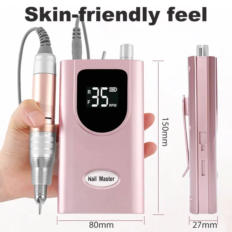 35000RPM Professional Electric Nail Sander for Manicure Pedicure Rechargeable Cordless Power Nail Drill Machine for Gel Remover