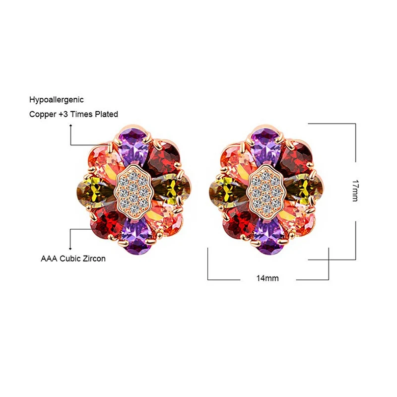 HUAMI Fashion  AAA CZ color flowers Earrings For Women Silver Color Crystal Girl Hoops Jewelry Gift   earrings 2021 trend