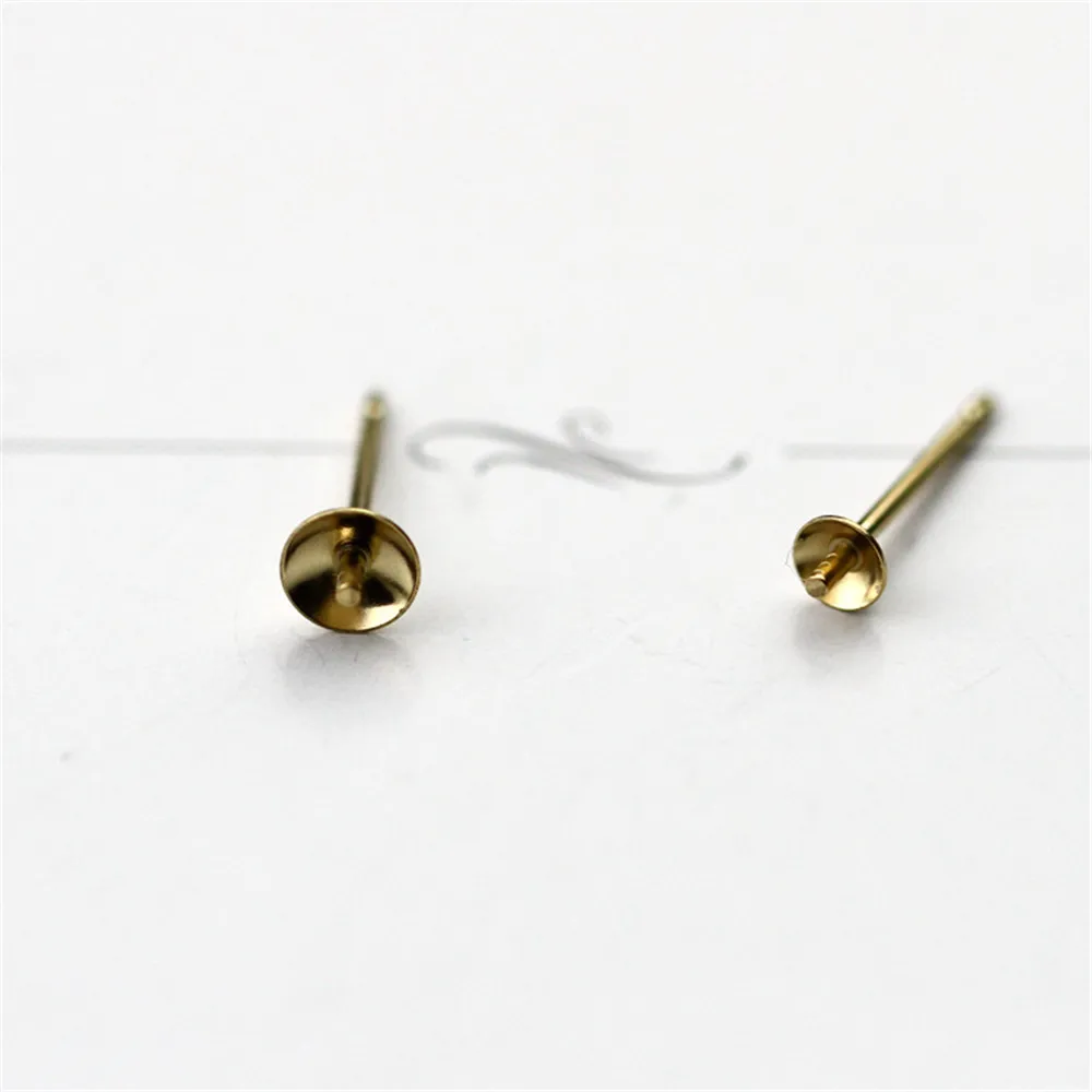 American 14K gold Filled half in adhesive half hole Bead Earrings earbuds DIY accessories tray Earrings