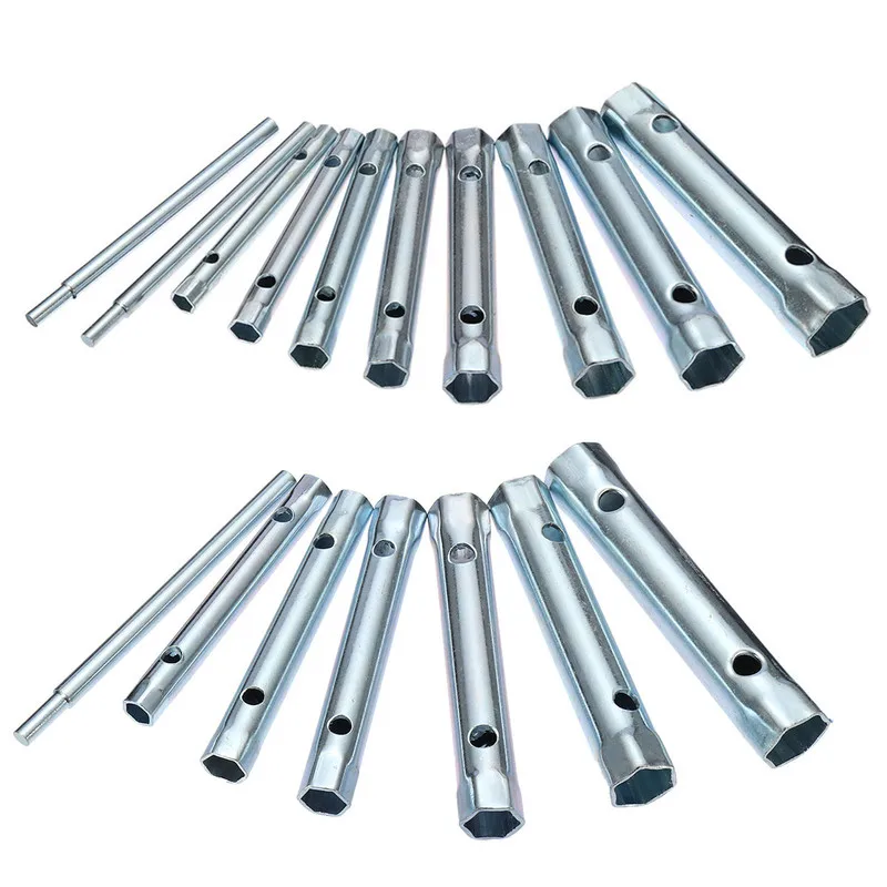 Chave de boca tubular, 8-19mm, 6-22mm, 6 peças/10 peças, conjunto de barra de tubo, chave de ignição, ponta dupla, para reparo automotivo