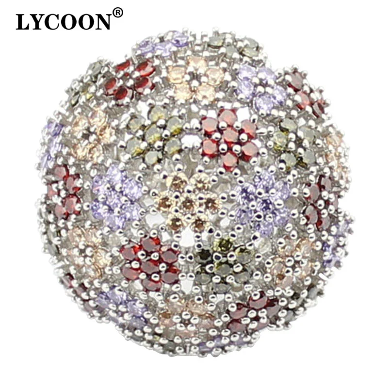 

LYCOON Hot sale colorful ring Austria CZ Crystal elegant Engagement Rings woman silver plated luxury cubic zirconia Jewelry ring