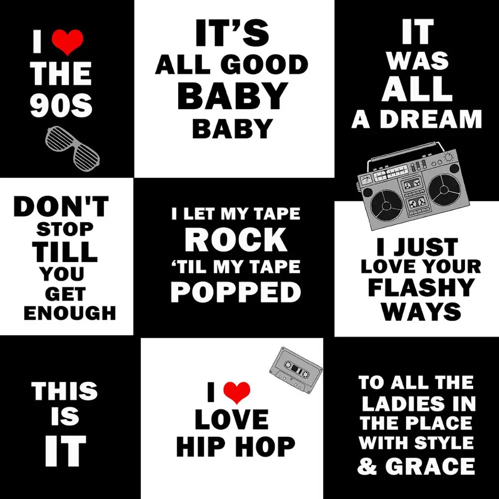 

Mocsicka 80S 90S Retro Photography Backdrop Black and White Hip hop Birthday Party Background Banner Decor Photo Booth Props