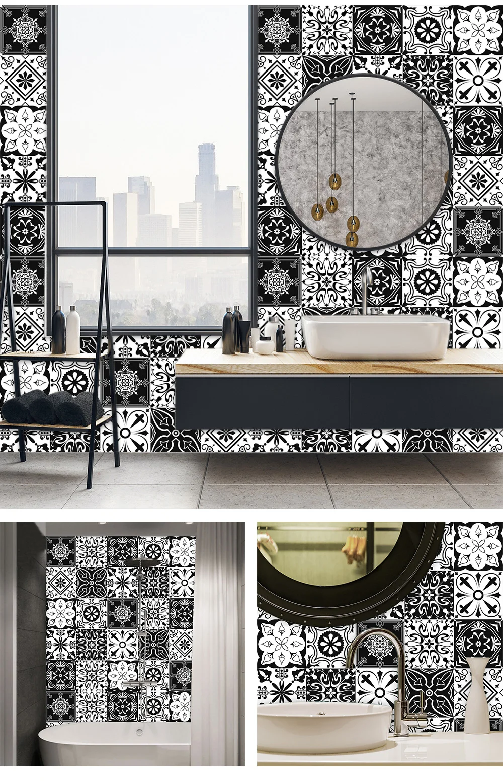 10/15/20cm Mandala Style Matte Surface Tile Sticker Peel & Stick Decoration Film For Tiles /Ground in Kitchen Wardrobe Wallpaper