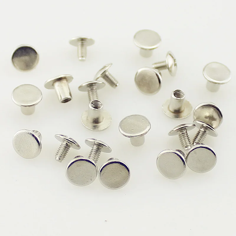 50 Sets 8x6mm(5/16 inch) Round Flat Head Chicago Screw Button Metal Rivets For Leather Craft Spikes And Studs For Clothing