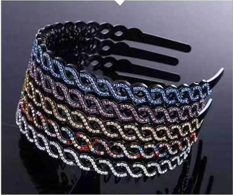 fashion New  simple elegant luxury Anti-skid pearls headband with teeth rhinestones Hairband for Woman Girls Hair Headwear