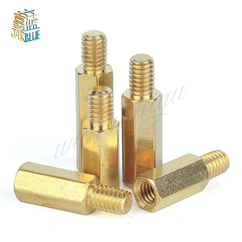 M4 Male 6 8 9 10 12 14 15 16 17 18 20 mm x M4 +6MM Female Brass Standoff Spacer Copper Hexagonal Stud Spacer Hollow Pillars