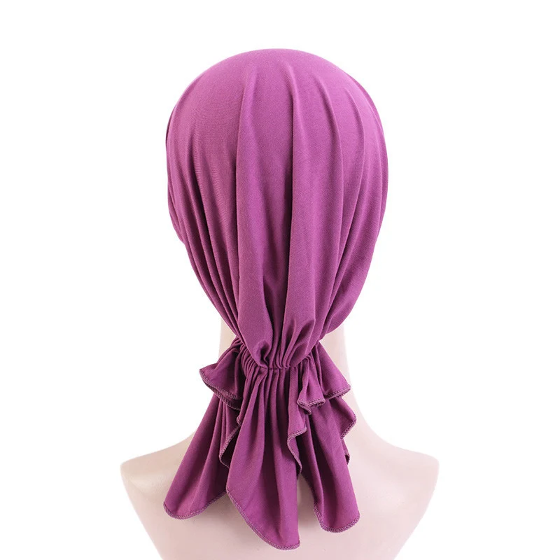 Muslim Women Modal Cotton Elastic Turban Cap Head Wrap Pirate Hat Cancer Bandanna Cap Doorag Chemo Hair Loss Cover Beanie Scarf