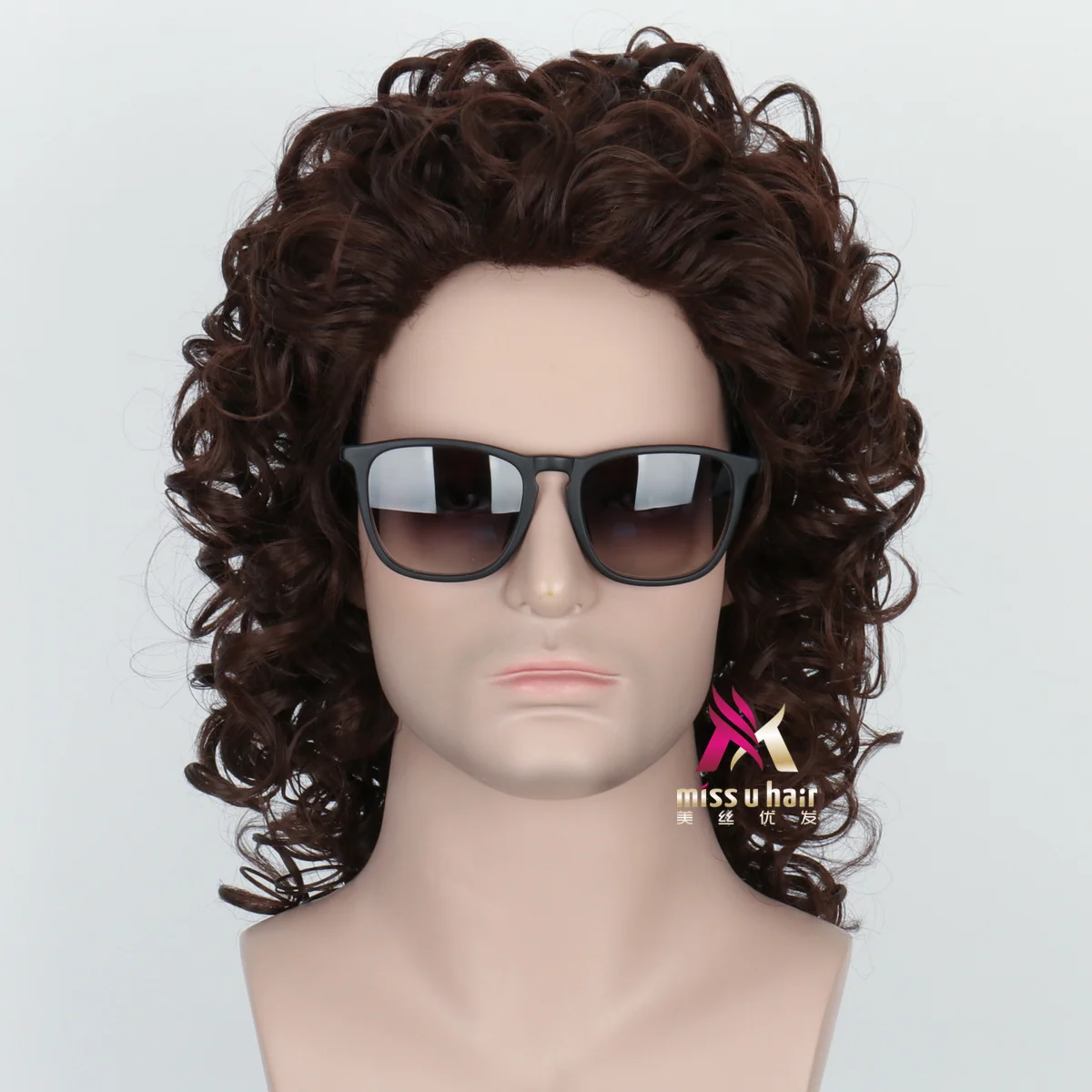 

New 7080s Retro Rock Short Hair Styling Stage Daily Dress Up Men's Short Hair Brown Halloween Cosplay Wig