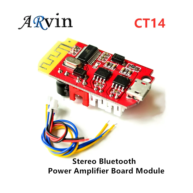 CT14 Micro 4.2 Stereo Bluetooth Power Amplifier Board Module 5VF 5W+5W Mini with Charging Port for Refitting Idle Sound Box