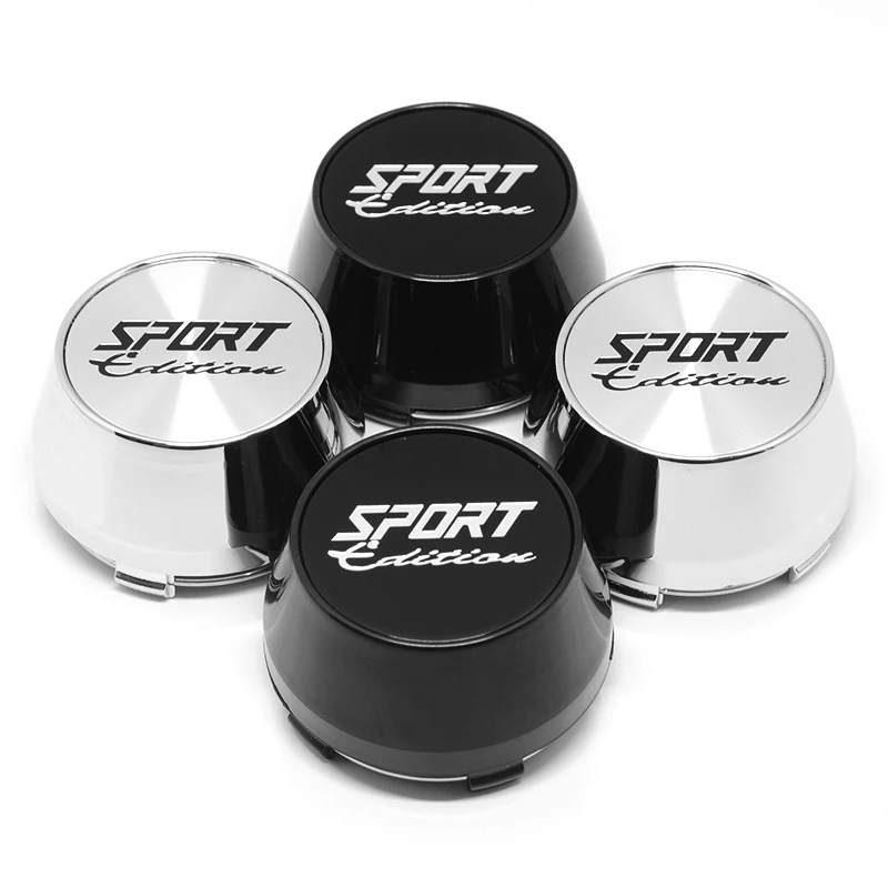 4pcs 60mm Luxury SPORT Logo Emblem Car Wheel Rim Hub Cap Luxury Hubcap Refit Car Styling with Black Silver Aluminum Logo