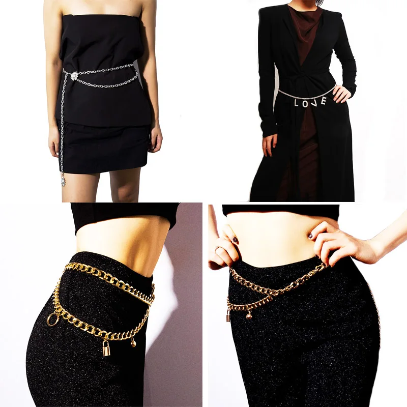 Luxury Women\'s Waist Chain Belt Gold Color Metal Wild Sexy Lady Waist Chains Banquet Dress Charming Ladies Decorative Body Chain