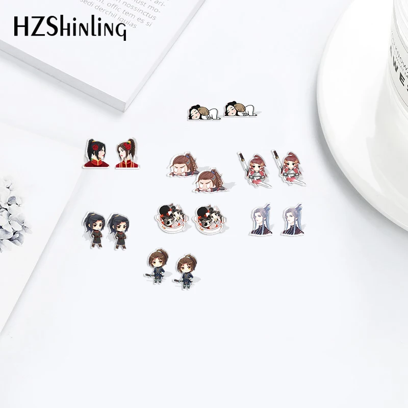 Heaven Official's Blessing  Resin Epoxy Ear Acrylic Stud Earrings Pei ming ling wen Ear Jewelry