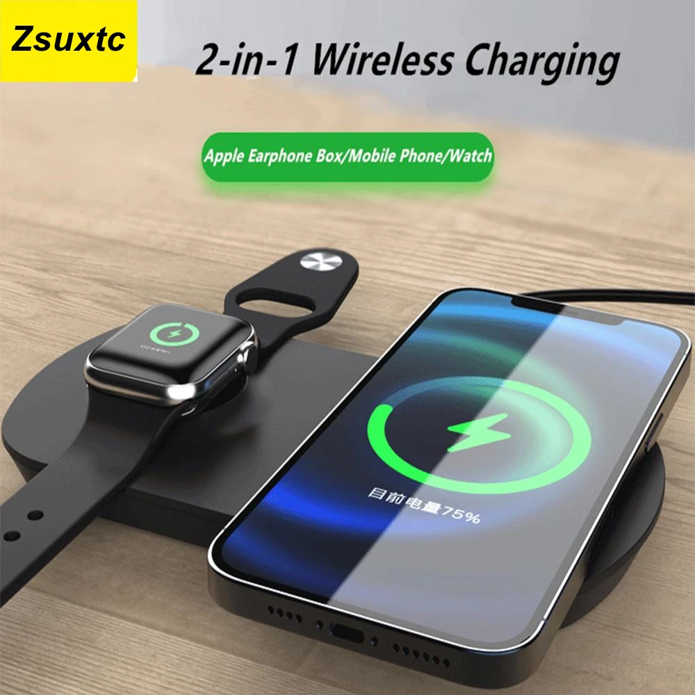 15 W Fast Wireless Charger Station 2 in 1 For Apple iWatch iPhone 13 12 11 Pro XS XR 7 8 Plus Airpods Pro Charging Station