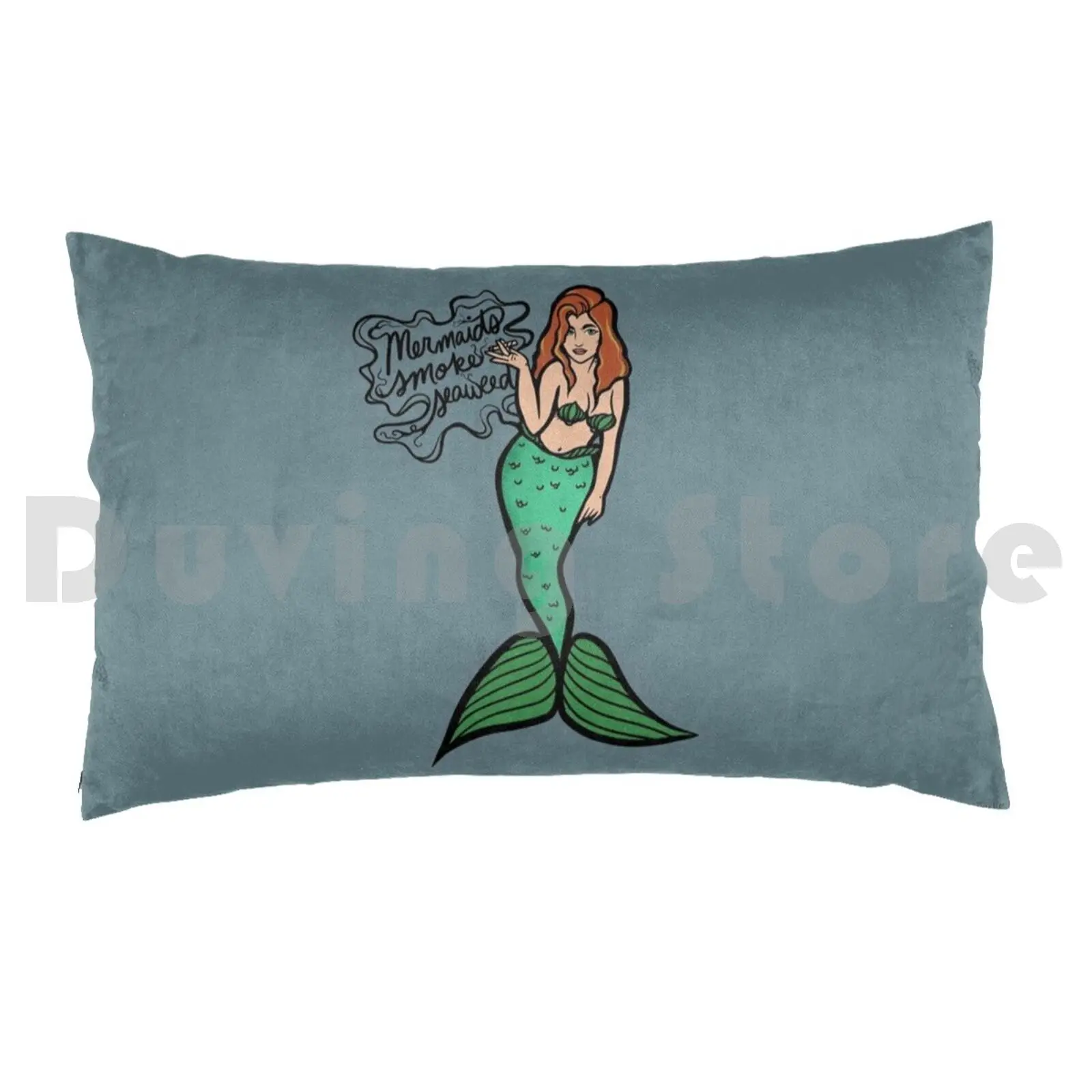 Mermaids Smoke Seaweed Pillow Case Printed 50x75 Mermaids Smoke Seaweed Weed Pot Mermaid Mermaids Smoker 420