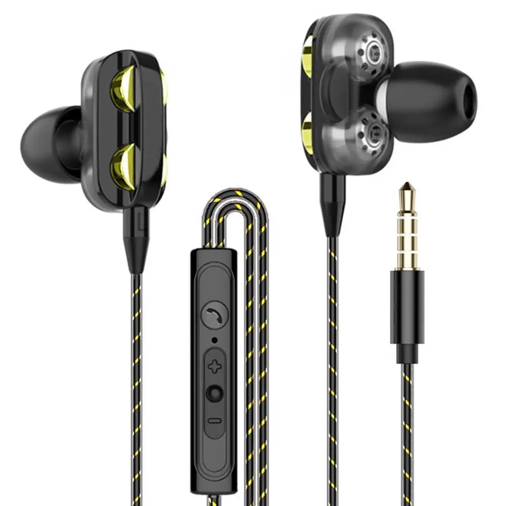 Dual Dynamic Circle Heavy Bass In-Ear Wired Earphone Headphone with Microphone