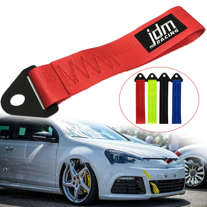 High-Strength Nylon Tow Strap Universal JDM RACING Car Tow Auto Trailer Ropes Front and Rear Bumper Trailer Towing Strap Decor