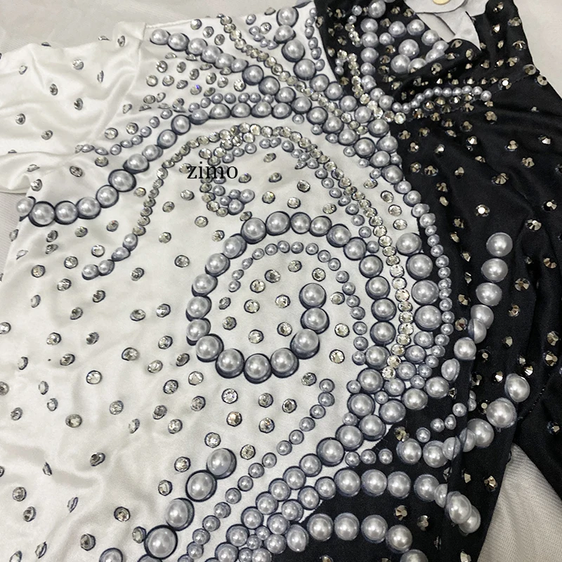 Pérola pena preto branco foor vestido feminino strass sereia vestido longo baile de formatura para festa de aniversário à noite palco festival roupas